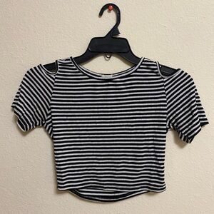 Women’s Stripped Dark Blue and White Crop Top